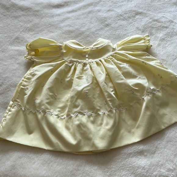 Tiny Tots yellow embroidered baby dress - Picture 1 of 3